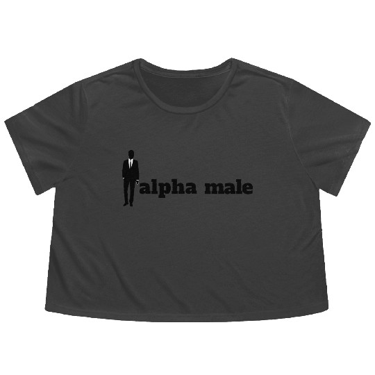 alpha male logo black Flowy Cropped Tees