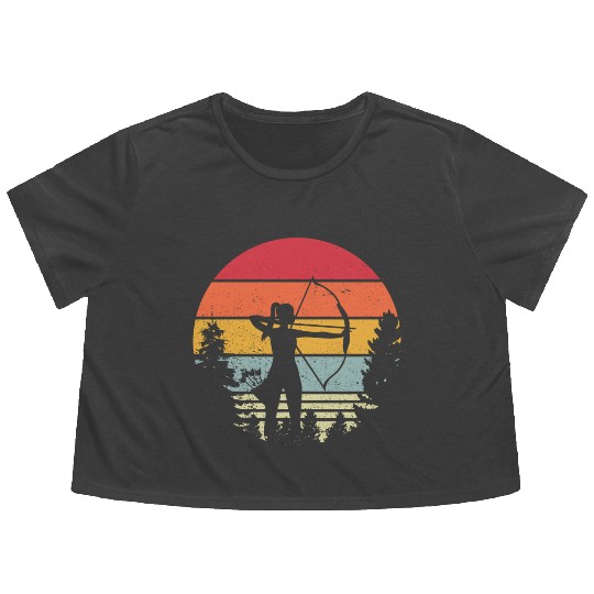 Archery Lady Bows And Arrows Hunting Sports Flowy Cropped Tees