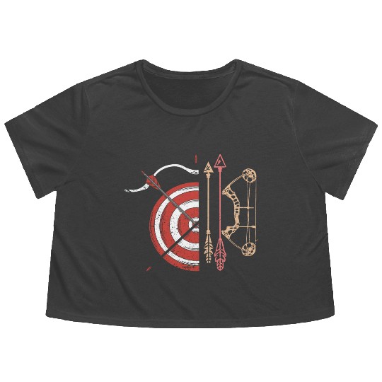Archery Bows And Arrows Retro Hunting Sports Flowy Cropped Tees