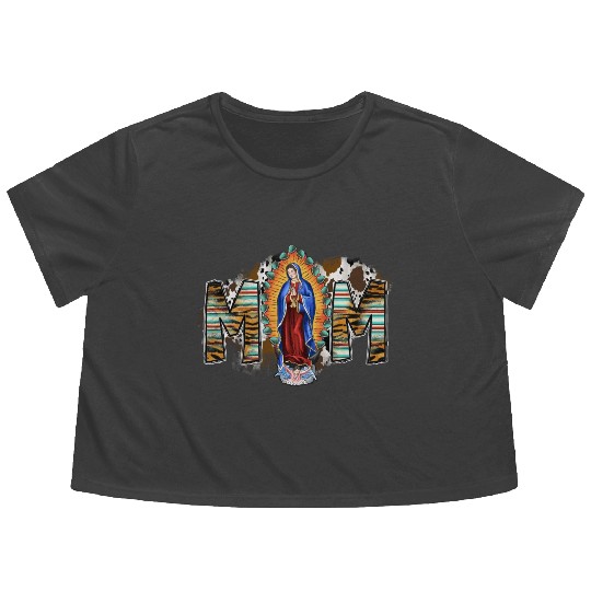 Mom Virgin Mary Flowy Cropped Tees
