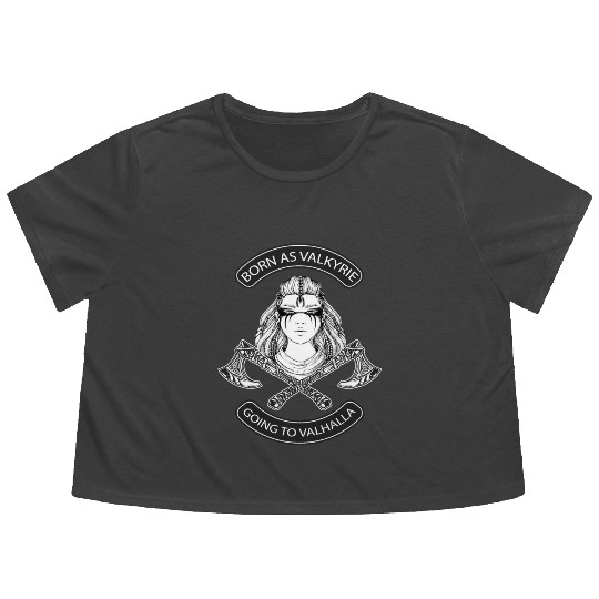 Born as Valkyrie Thor Odin Valhalla Viking Flowy Cropped Tees