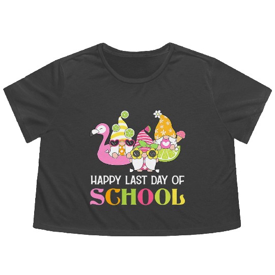 Happy Last Day Of School Teacher Student Graduatio Flowy Cropped Tees