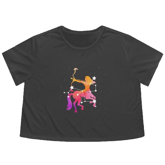 Sagittarius Zodiac Flowy Cropped Tees