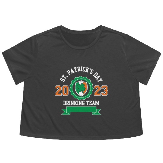Funny St Patricks Day Drinking Team 2023 Irish Flowy Cropped Tees