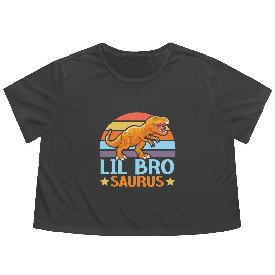 Lil Bro Saurus Best Bro Ever Brotherhood Dinosaur Flowy Cropped Tees