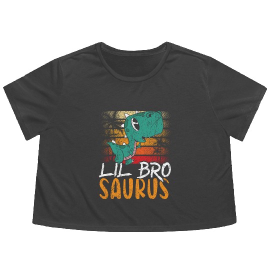 Lil Bro Saurus Best Bro Ever Brotherhood Dinosaur Flowy Cropped Tees