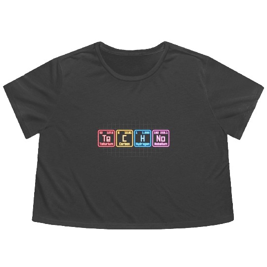 Techno Electronic Music Periodic Table Dj Flowy Cropped Tees