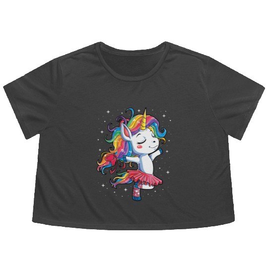 Unicorn Ballet Dancer Flowy Cropped Tees
