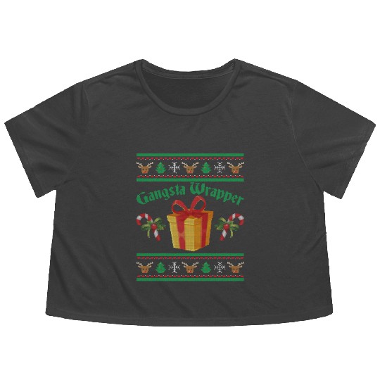 Gangsta Wrapper Christmas Candy Canes Flowy Cropped Tees