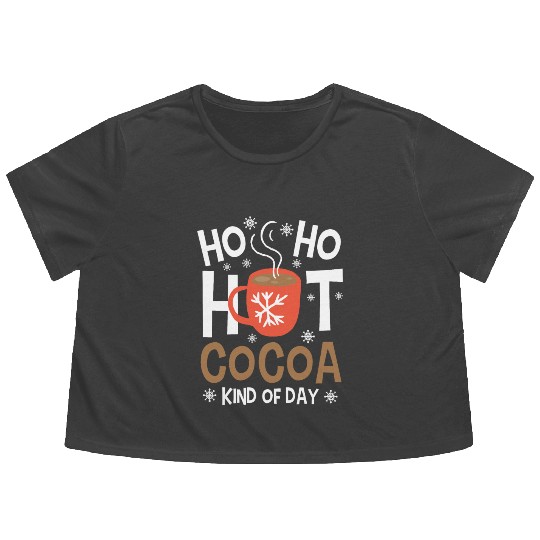 Christmas Funny Ho Ho Hot Cocoa Xmas Holiday Gift Flowy Cropped Tees