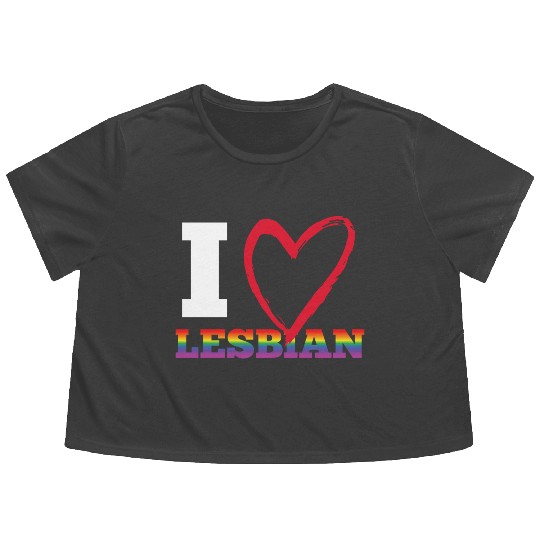 LGBT Gay Pride Lesbian I Love Lesbians Flowy Cropped Tees