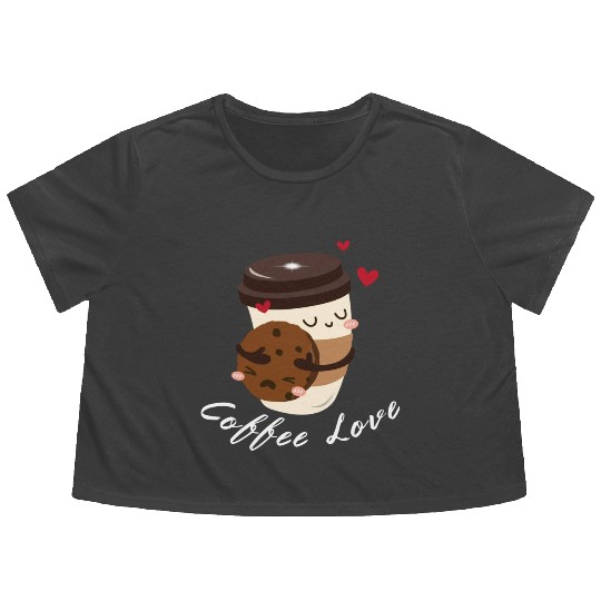 Coffee love cappuccino caffeine Flowy Cropped Tees