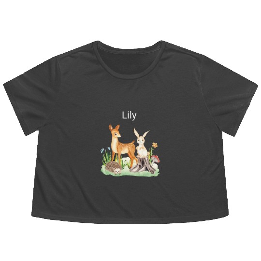 Animal deer rabbit hedgehog Lily Flowy Cropped Tees