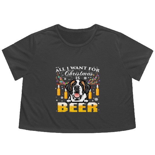 Halloween Saint Bernard Reindeer Beer Christmas Flowy Cropped Tees