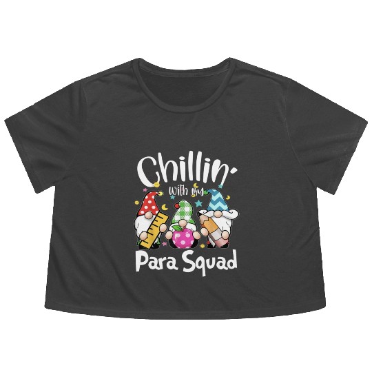 Para Squad Chillin Gnomes Christmas Teacher Flowy Cropped Tees