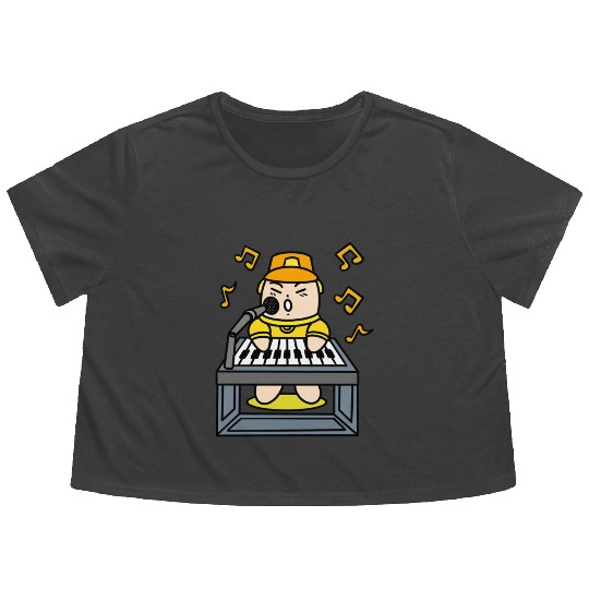 Boy singing with electric piano Flowy Cropped Tees