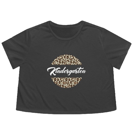 Kindergarten Cheetah School Teacher Student Flowy Cropped Tees