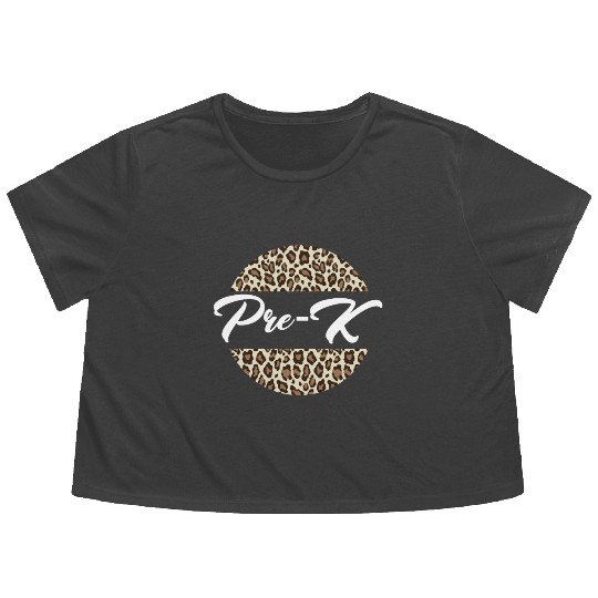 Pre-K Cheetah Print Back To School Teacher Student Flowy Cropped Tees