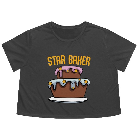 Star Baker Funny Cake Lover Baker Pastry Cooking Flowy Cropped Tees