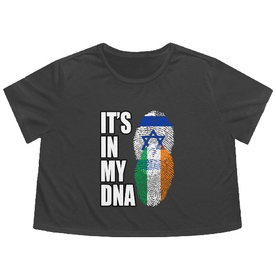 Israel And Irish Mix Heritage DNA Flag Flowy Cropped Tees