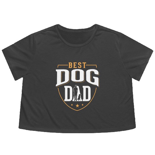 Best Dog Dad Proud Father Dog Lover Flowy Cropped Tees