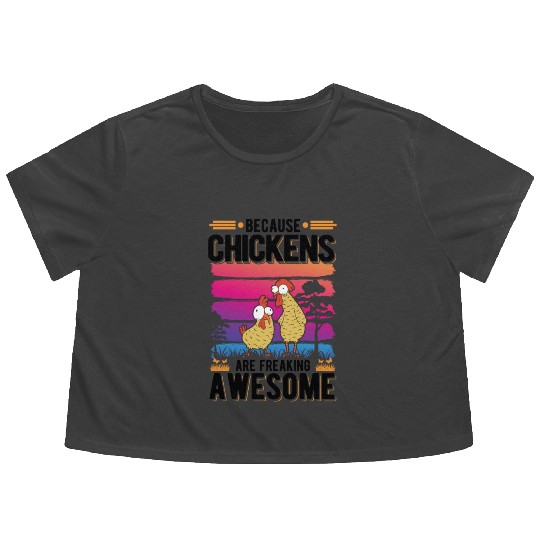 Chickens Farmer Chicken Coop Flowy Cropped Tees