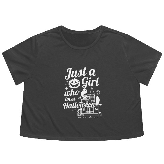 Girl daughter sister Halloween saying Flowy Cropped Tees