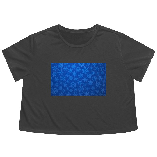 Blue Snowflakes Christmas Pattern Flowy Cropped Tees