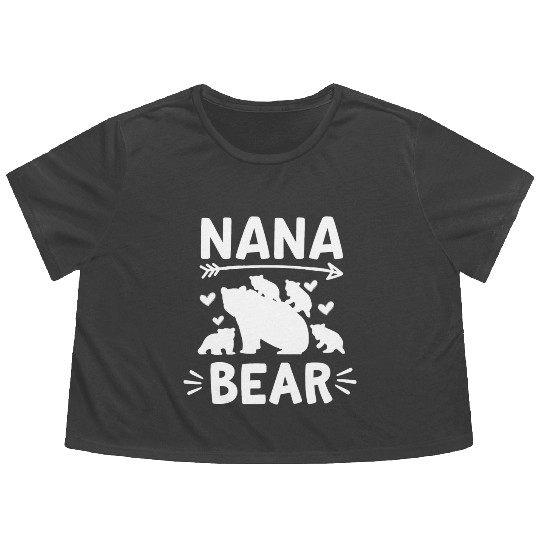 Nana Bear 4 Cubs Cute Grandparents Day Gift 4 Gran Flowy Cropped Tees