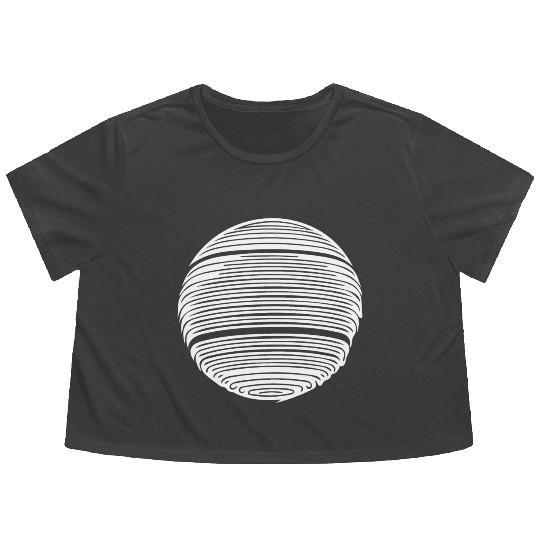 Geometric Planet Sphere With Stripes Flowy Cropped Tees