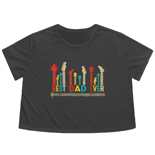 Best Dad Ever Daddy Guitar Vintage Flowy Cropped Tees