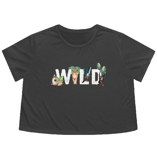 Wild Animals Cat Eagle Monkey Deer Flowy Cropped Tees