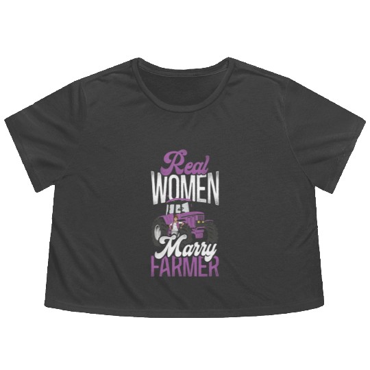 Farming Farmer Husband Wife Flowy Cropped Tees
