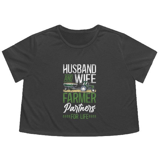 Farming Farmer Husband Wife Flowy Cropped Tees