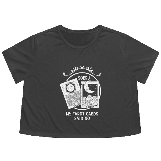 Moon Sun Tarot Card Said No Halloween Flowy Cropped Tees