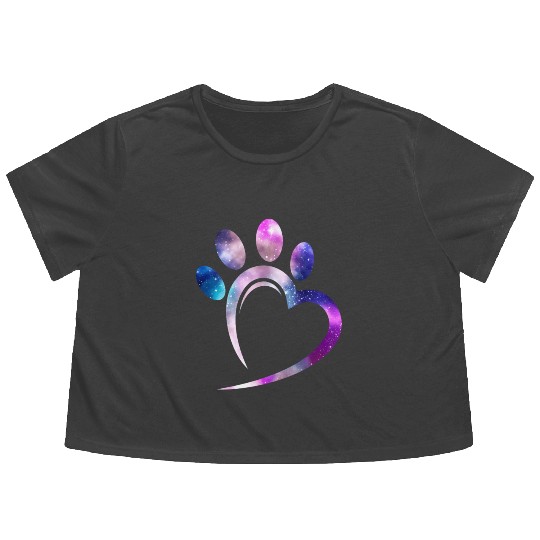Galaxy Dog Paw Dog Lover Flowy Cropped Tees