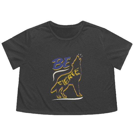 Be Fierce Wolf Design Flowy Cropped Tees