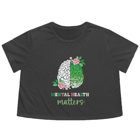 Green and Pink : Mental Health Matters Flowy Cropped Tees