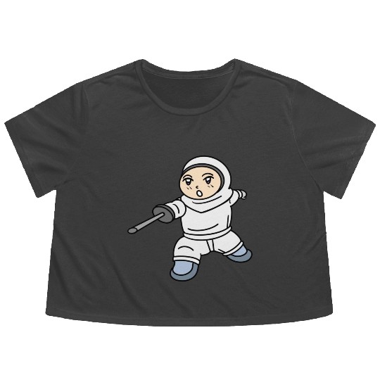 Cartoon kid fencing Flowy Cropped Tees