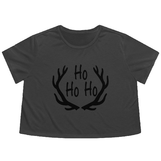 Funny Ho Ho Ho Christmas Santa Deer Snowman Gift Flowy Cropped Tees