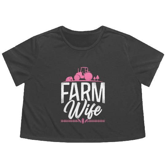 Farming Farmer Wife Tractor Flowy Cropped Tees