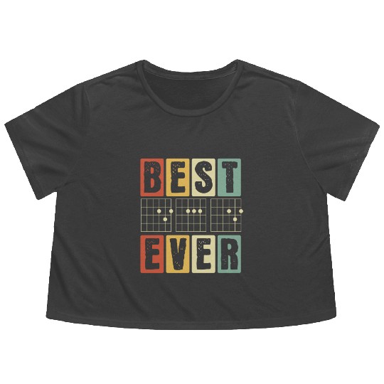 Best Dad Ever - Funny Daddy Guitar Player Musician Flowy Cropped Tees