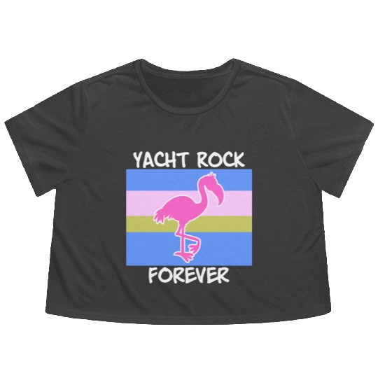 Yacht Rock Forever Flowy Cropped Tees 80s Style flamingo