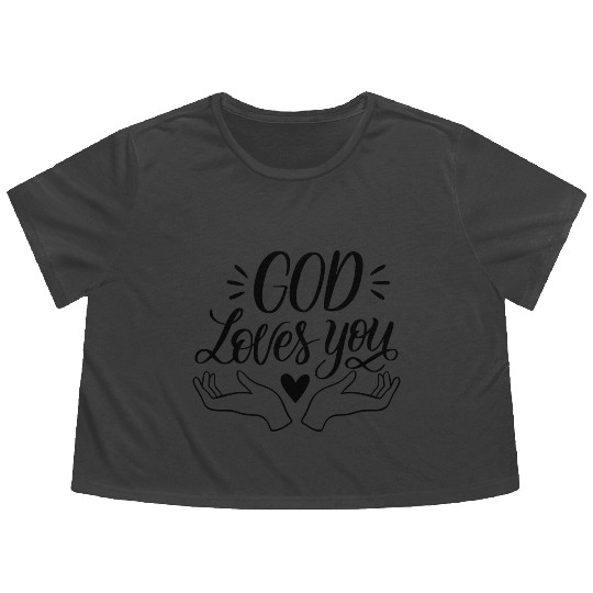 god loves you Flowy Cropped Tees