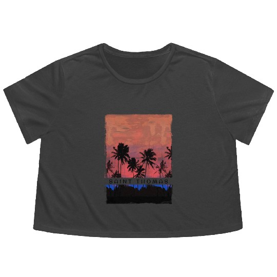 Saint Thomas Caribbean Vacation Souvenir Beach Flowy Cropped Tees