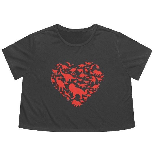 Valentine Dino Lover Clothes Gift for Him Flowy Cropped Tees