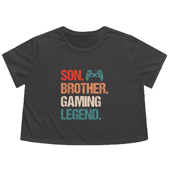 Son brother gaming legend gamer gift boy Flowy Cropped Tees