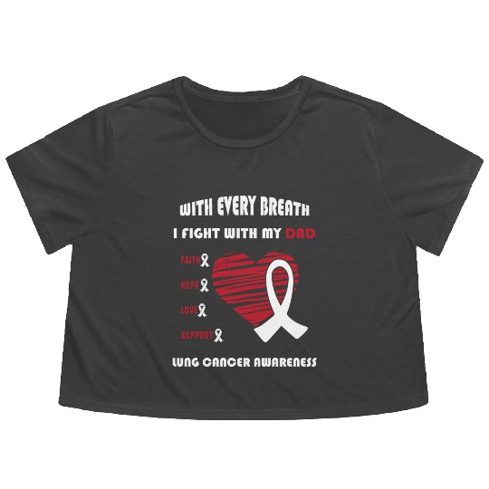 Faith Hope Love Support Squad Lung Cancer Dad Flowy Cropped Tees