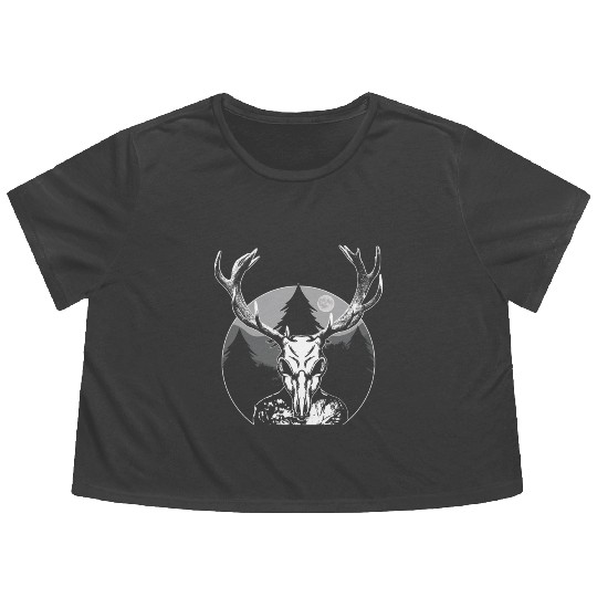 Folk Creature Moon Wendigo Halloween Cryptid Flowy Cropped Tees