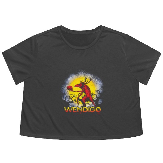 Folk Creature Wendigo Forest Halloween Cryptid Flowy Cropped Tees